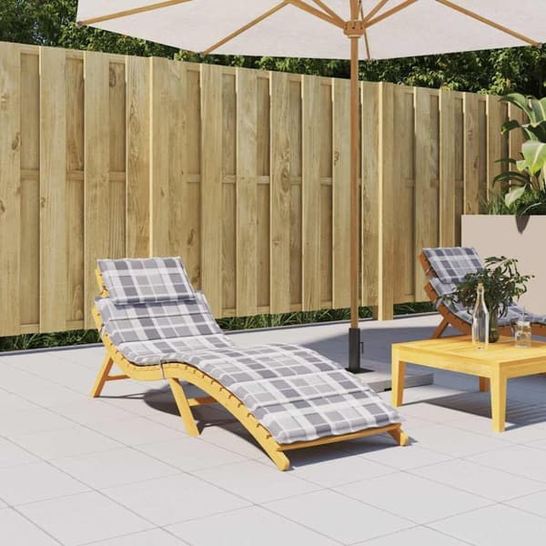 vidaXL Solsängsdyna grårutig 186x58x3 cm oxfordtyg