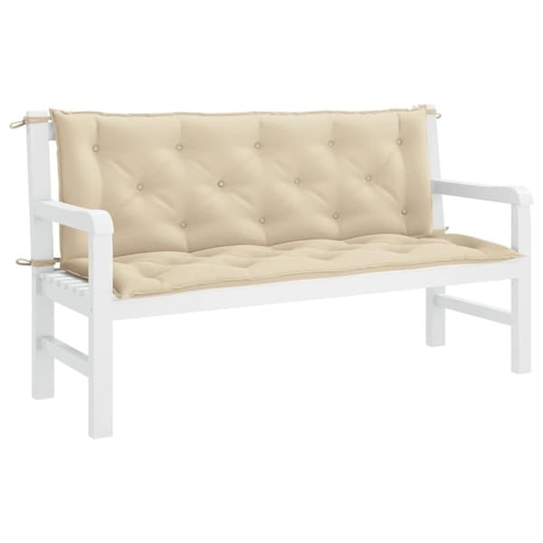 vidaXL hynder til havebænk 2 stk. 150x50x7 cm oxfordstof beige