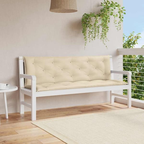 vidaXL hynder til havebænk 2 stk. 150x50x7 cm oxfordstof beige