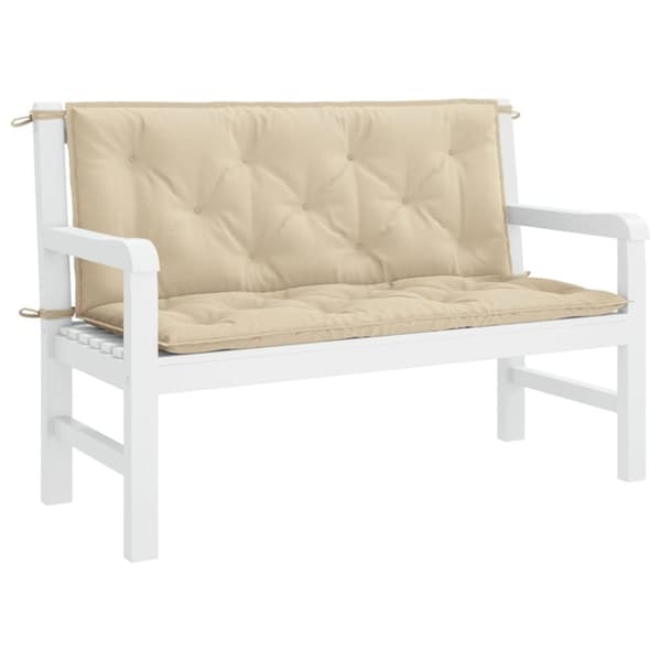 vidaXL hynder til havebænk 2 stk. 120x50x7 cm oxfordstof beige