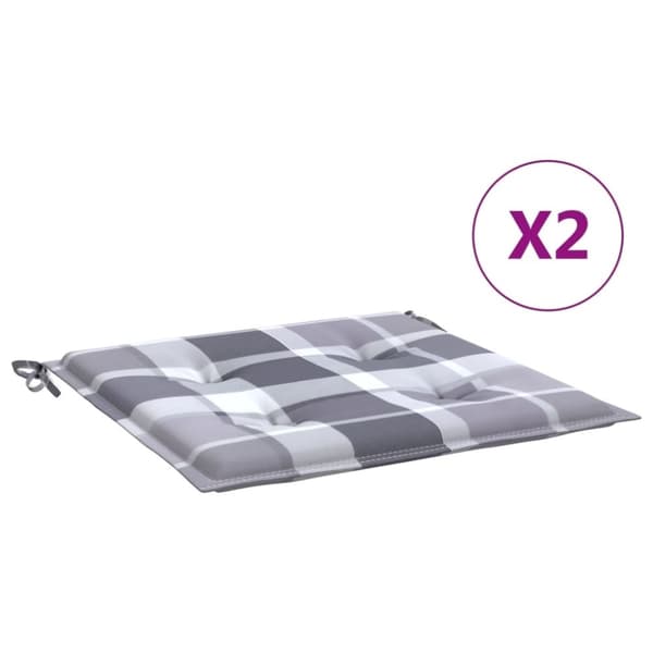 vidaXL Stolsdynor 2 st grårutig 40x40x3 cm oxfordtyg