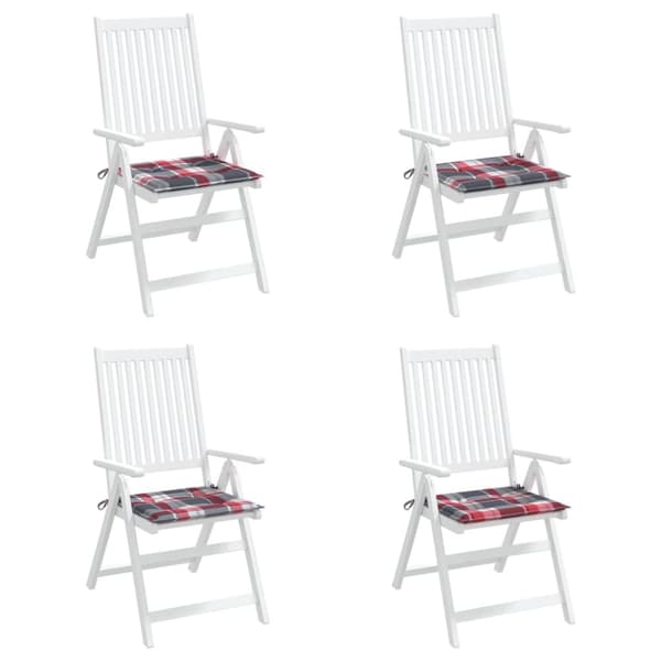 vidaXL Stolsdynor 4 st rödrutig 50x50x3 cm oxfordtyg
