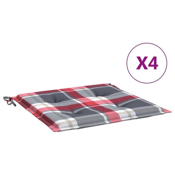 vidaXL Stolsdynor 4 st rödrutig 50x50x3 cm oxfordtyg