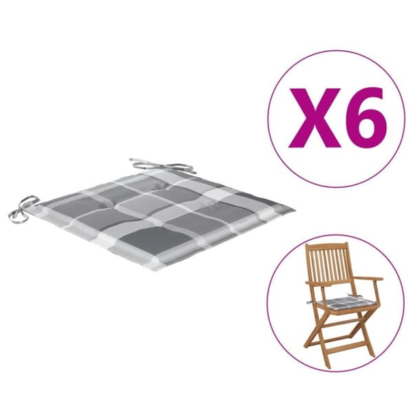 vidaXL Stolsdynor 6 st grårutig 40x40x3 cm oxfordtyg