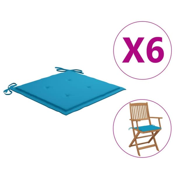 vidaXL Stolsdynor 6 st blå 40x40x3 cm oxfordtyg