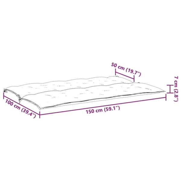vidaXL hynder til havebænk 2 stk. 150x50x7 cm oxfordstof gråbrun