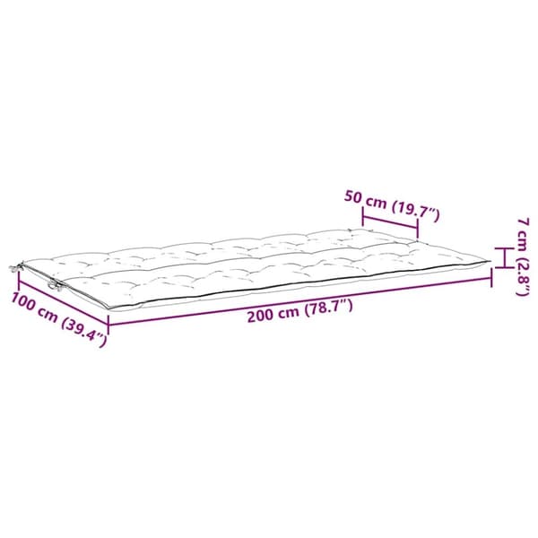 vidaXL hynder til havebænk 2 stk. 200x50x7 cm oxfordstof antracitgrå