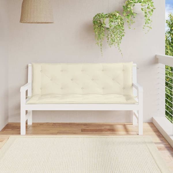 vidaXL Bänkdyna för trädgården gräddvit 150x(50+50)x7 cm oxfordtyg