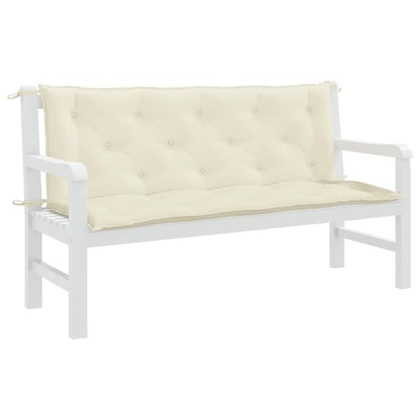 vidaXL Bänkdyna för trädgården gräddvit 150x(50+50)x7 cm oxfordtyg