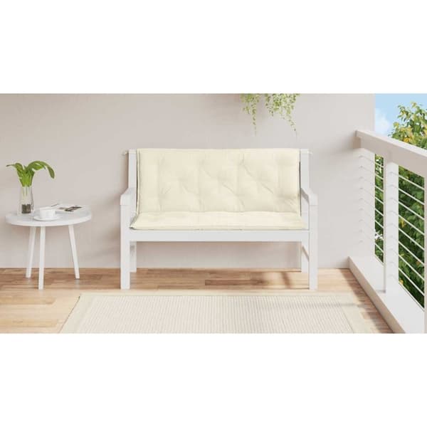 vidaXL Bänkdyna för trädgården gräddvit 120x(50+50)x7 cm oxfordtyg