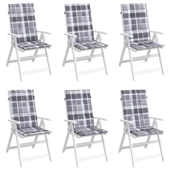 vidaXL stolehynder m. høj ryg 6 stk. 120x50x3 cm stof gråternet
