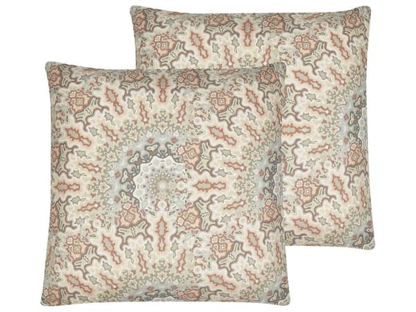 Set av 2 Prydnadskuddar Flerfärgade 45 x 45 cm Abstrakt Mönster Dekorativa Avtagbara Kuddfodral Dragkedja Boho Stil
