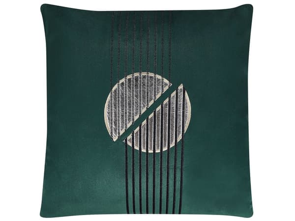 Set av 2 Prydnadskuddar Grön Sammet 45 x 45 cm Glamour Dragkedja Geometriskt Mönster Vardagsrum Sovrum