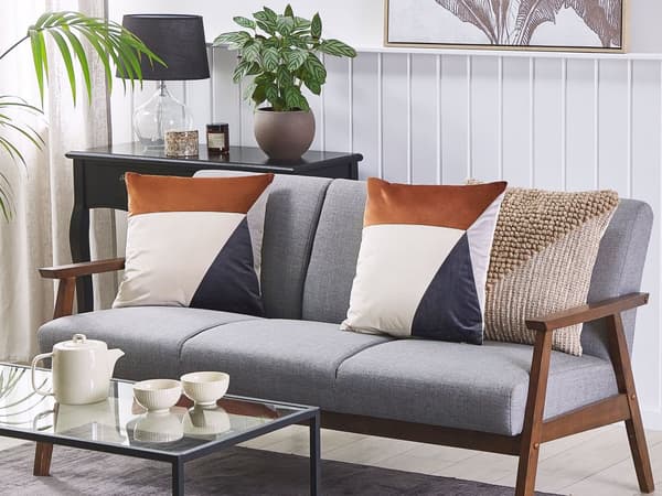 Set av 2 Prydnadskuddar Flerfärgade Polyester 45 x 45 cm Moderna Avtagbara Kuddfodral Vardagsrum Sovrum