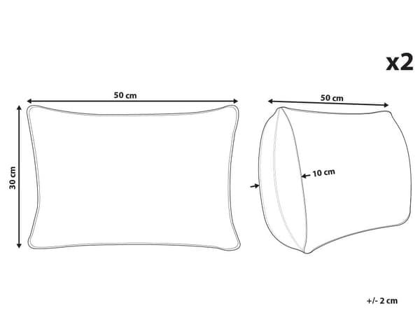 Set av 2 Prydnadskuddar Röd Polyestertyg 30 x 50 cm Ren Tryck Off-White Bakgrund med Fyllning
