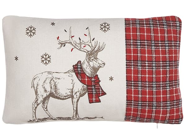 Set av 2 Prydnadskuddar Röd Polyestertyg 30 x 50 cm Ren Tryck Off-White Bakgrund med Fyllning