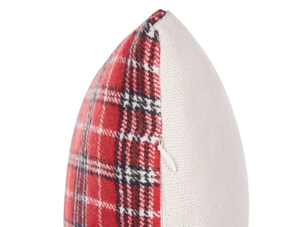 Set av 2 Prydnadskuddar Röd Polyestertyg 30 x 50 cm Ren Tryck Off-White Bakgrund med Fyllning