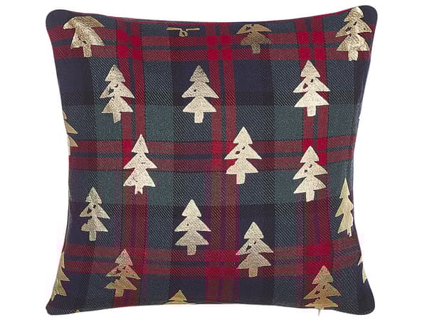 Set av 2 Prydnadskuddar Grön och Röd Polyestertyg 45 x 45 cm Julgran Mönster Dragkedja Fodral