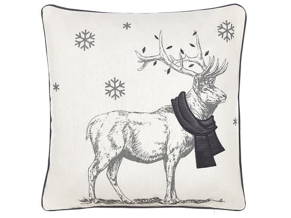 Set av 2 Prydnadskuddar Svart Polyestertyg 45 x 45 cm Ren Tryck Off-White Bakgrund med Fyllning