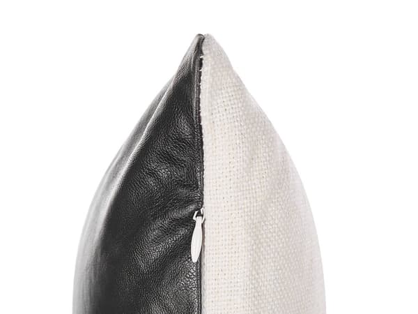 Set av 2 Prydnadskuddar Svart Polyestertyg 45 x 45 cm Ren Tryck Off-White Bakgrund med Fyllning