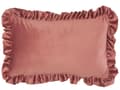 Miniatyrbild 4 av 6: Prydnadskudde Rosa sammet 35 x 50 cm med volanger Tuftad Glam Retro