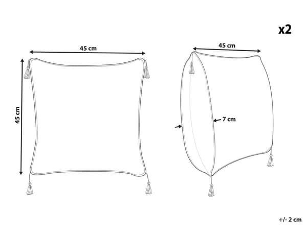 Prydnadskudde 2 st Vit Svart Sammet Polyester 45 x 45 cm Modern Tofsar Sovrum Vardagsrum