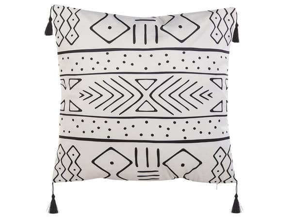 Prydnadskudde 2 st Vit Svart Sammet Polyester 45 x 45 cm Modern Tofsar Sovrum Vardagsrum