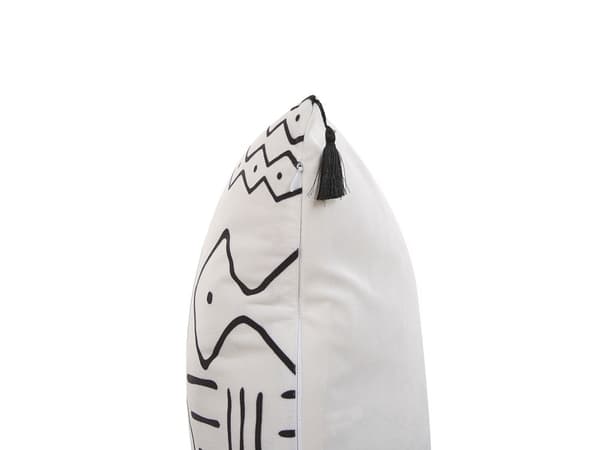 Prydnadskudde 2 st Vit Svart Sammet Polyester 45 x 45 cm Modern Tofsar Sovrum Vardagsrum