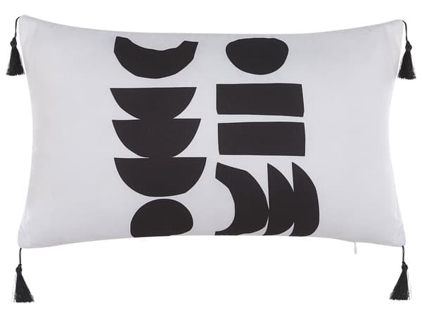 Prydnadskudde 2 st Vit Svart Polyester 30 x 50 cm Fyrkantig Modern Geometriskt mönster