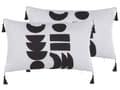 Miniatyrbild 1 av 7: Prydnadskudde 2 st Vit Svart Polyester 30 x 50 cm Fyrkantig Modern Geometriskt mönster