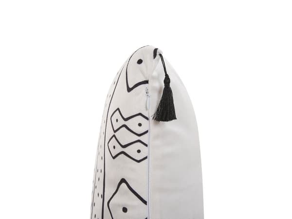 Prydnadskudde 2 st Vit Svart Sammet Polyester 30 x 50 cm Modern Tofsar Sovrum Vardagsrum
