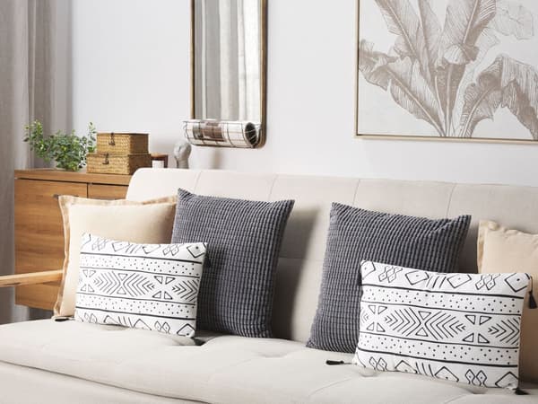 Prydnadskudde 2 st Vit Svart Sammet Polyester 30 x 50 cm Modern Tofsar Sovrum Vardagsrum