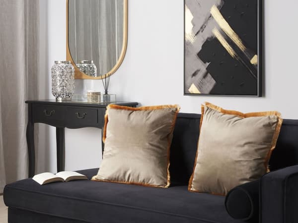 Prydnadskudde 2 st Beige Sammet 45 x 45 cm Tofsar Modern Klassisk Sovrum Vardagsrum
