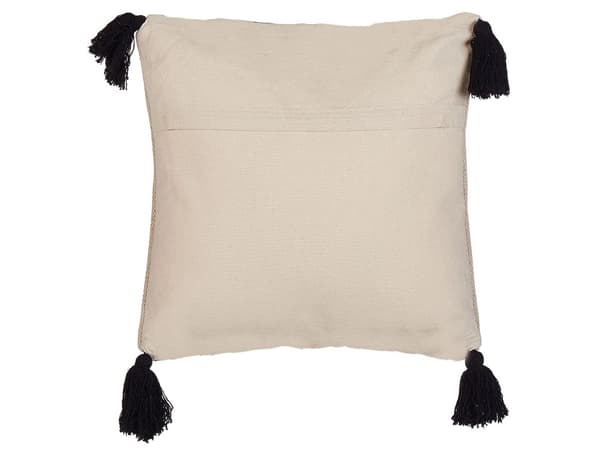 Prydnadskudde Beige Bomull 45 x 45 cm Geometriskt mönster Handvävd Avtagbara överdrag med fyllning Boho-stil
