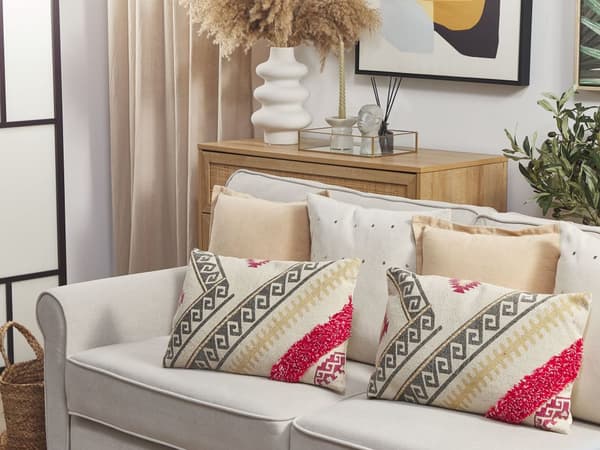 Prydnadskudde Flerfärgad 20 x 50 cm Boho-stil Geometriskt mönster