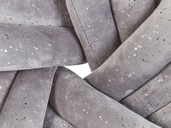 Prydnadskudde Grå Sammet 30 x 30 cm med Glitter Uppknuten Fluffig Dekorativ Modern