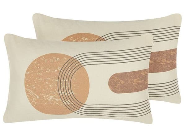 Set med 2 prydnadskuddar Flerfärgad 30 x 50 cm Geometriskt mönstertryck Dekorativa prydnadskuddar Avtagbara överdrag Dragkedja Modern Boho