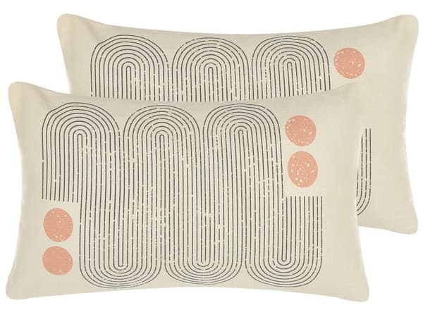 Set med 2 prydnadskuddar Flerfärgad Polyester Bomull 30 x 50 cm Geometriskt mönster Färgtryck Kudde Dekor Hemtillbehör