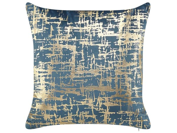 Set med 2 prydnadskuddar Blå Guld Sammet 45 x 45 cm Sprakande effekt Folietryck Glamour Dekor Hemtillbehör