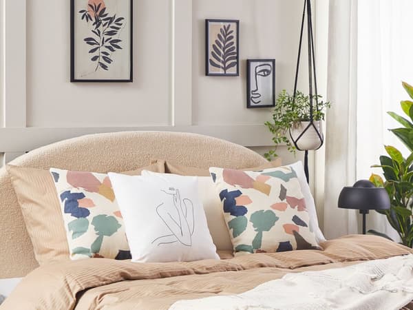 Set med 2 prydnadskuddar Flerfärgad Polyester Bomull 45 x 45 cm Abstrakt mönster Färgtryck Kudde Dekor Hemtillbehör