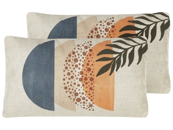 Set med 2 prydnadskuddar Flerfärgad Polyesterblandning 30 x 50 cm Abstrakt mönster Färgtryck Kudde Dekor Hemtillbehör