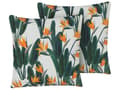 Miniatyrbild 1 av 7: Set av 2 Trädgårdskuddar Grön Polyester 45 x 45 cm Blommönster Tryck Trädgård Uteplats