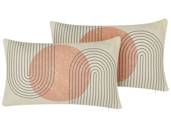 Set med 2 prydnadskuddar Flerfärgad Polyester Bomull 45 x 45 cm Abstrakt mönster Färgtryck Kudde Dekor Hemtillbehör