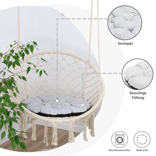 Papasan nojatuolin tyyny ulkoistuintyyny 60 cm - istuintyyny ripustustuoliin rottinkituolit puutarhatuolityynyt vaaleanharmaa
