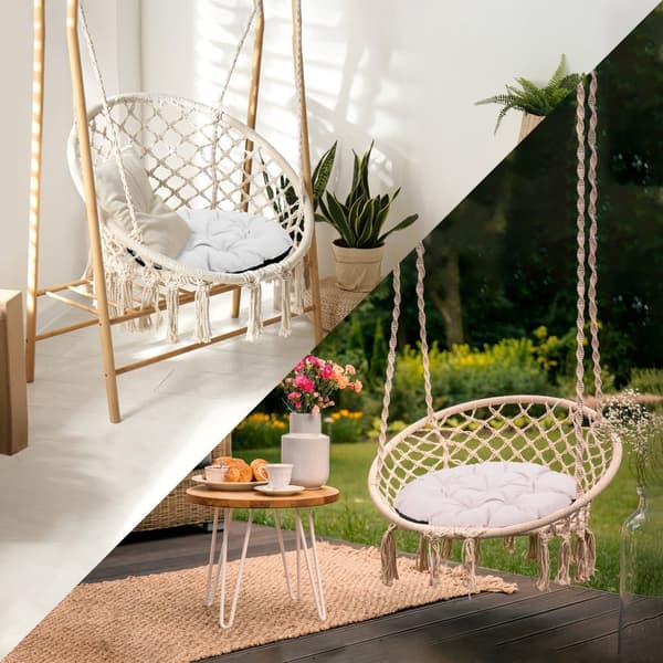Papasan nojatuolin tyyny ulkoistuintyyny 60 cm - istuintyyny ripustustuoliin rottinkituolit puutarhatuolityynyt vaaleanharmaa