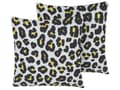 Miniatyrbild 1 av 7: Set med 2 Trädgårdskuddar Svart och Vit Polyester 45 x 45 cm Leopard Djurtryck Mönster Trädgård Uteplats