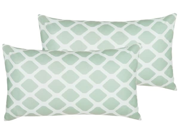 Set med 2 utomhuskuddar Mintgrönt och vit 40 x 70 cm Geometriskt diamantmönster Trädgårdskuddar inomhus utomhus