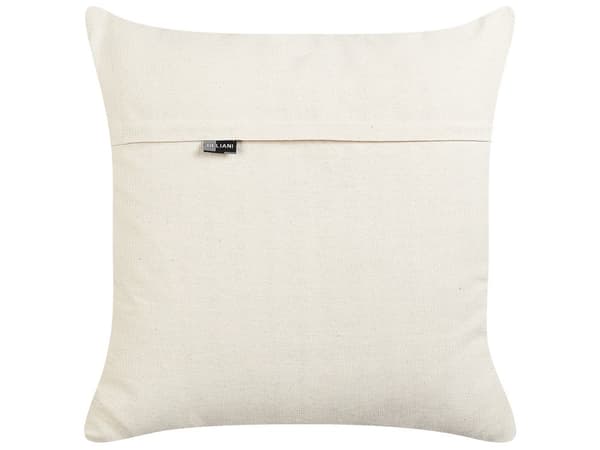 Prydnadskudde Beige och Svart Bomull 50 x 50 cm Geometriskt Mönster Handvävd Avtagbart Fodral med Fyllning