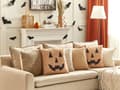 Miniatyrbild 2 av 8: Set med 2 prydnadskuddar Beige Sammet 45 x 45 cm Halloweenpumpa Mönster Fyrkantig Modern Halloween Dekor Tillbehör