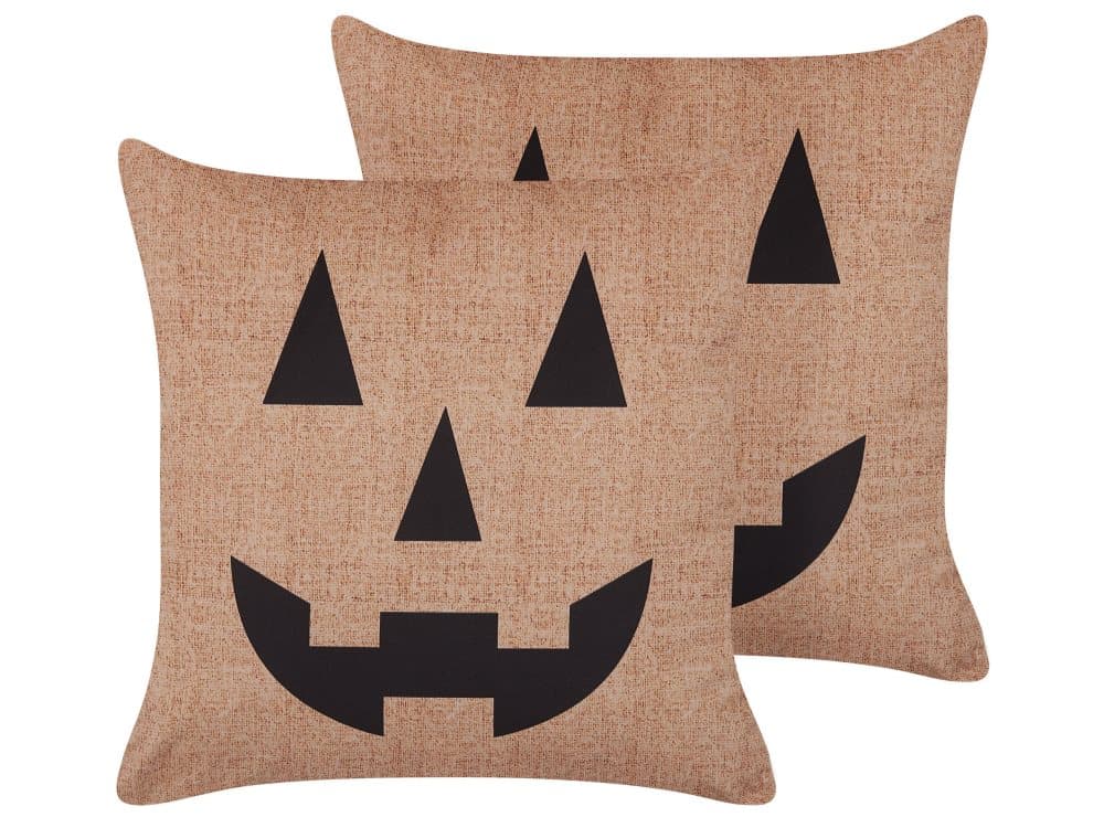 Prydnadskudde set om 2 45 x 45 cm sammet beige SEBES